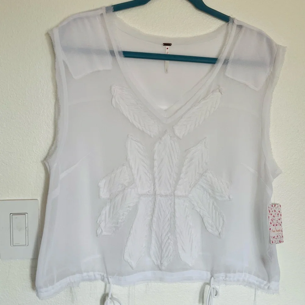 NWT | Free People Pennies Storytellers Sheer Raw Edge Top - Picture 4 of 8